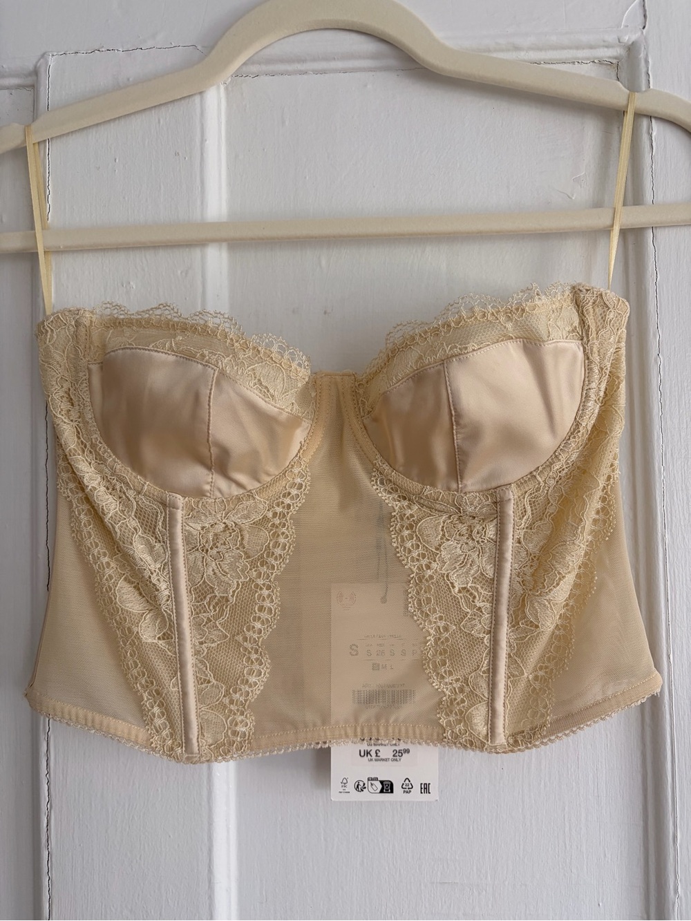 ZARA Cream Lace Longline Bustier Bra